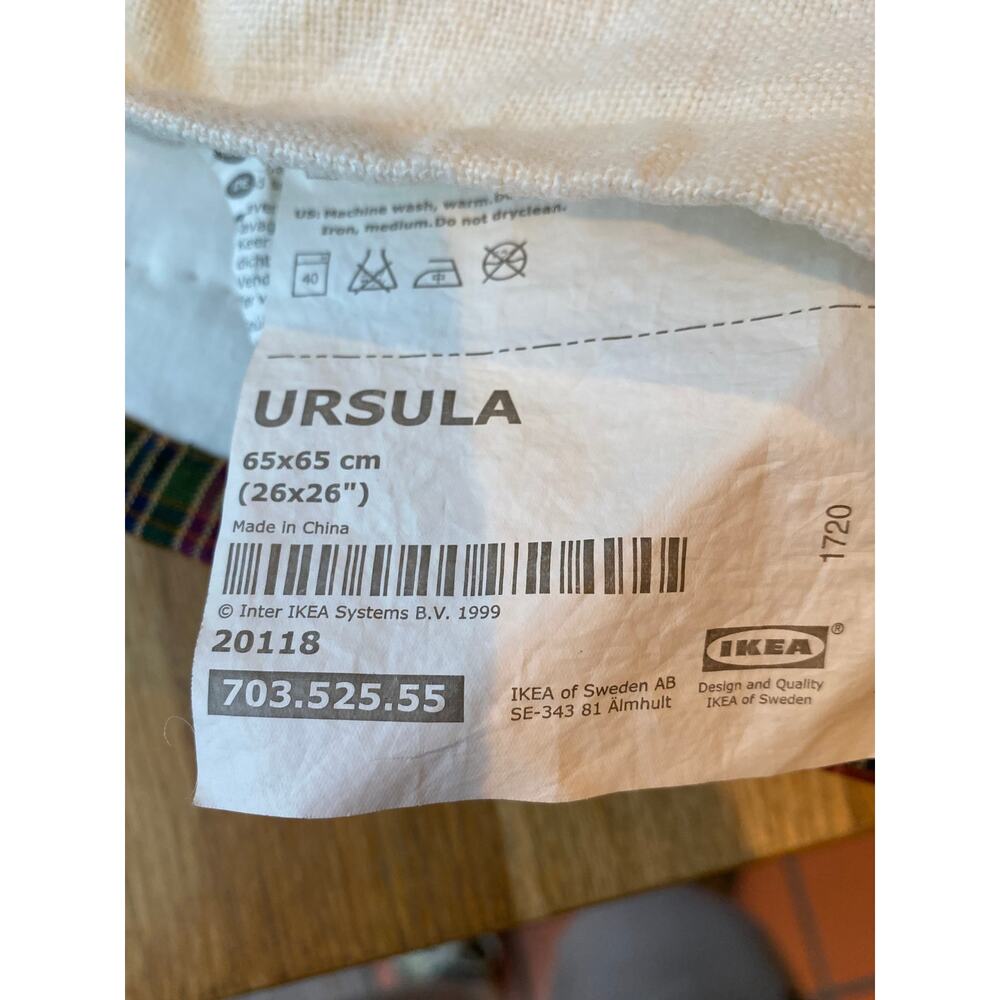 IKEA URSULA OFF-WHITE GRAY RAILROAD STRIPES (2) EURO PILLOW SHAMS 26 X 26 - Picture 5 of 5